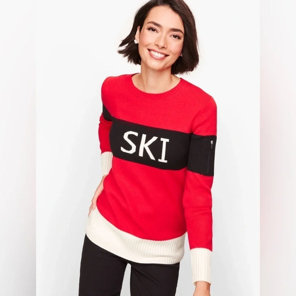 Talbots COLORBLOCK "SKI" Thermolite Crew Neck SWEATER size 1X - Picture 1 of 11